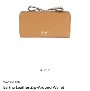 NWT Zac Posen Eartha Leather Zip Around, Camel